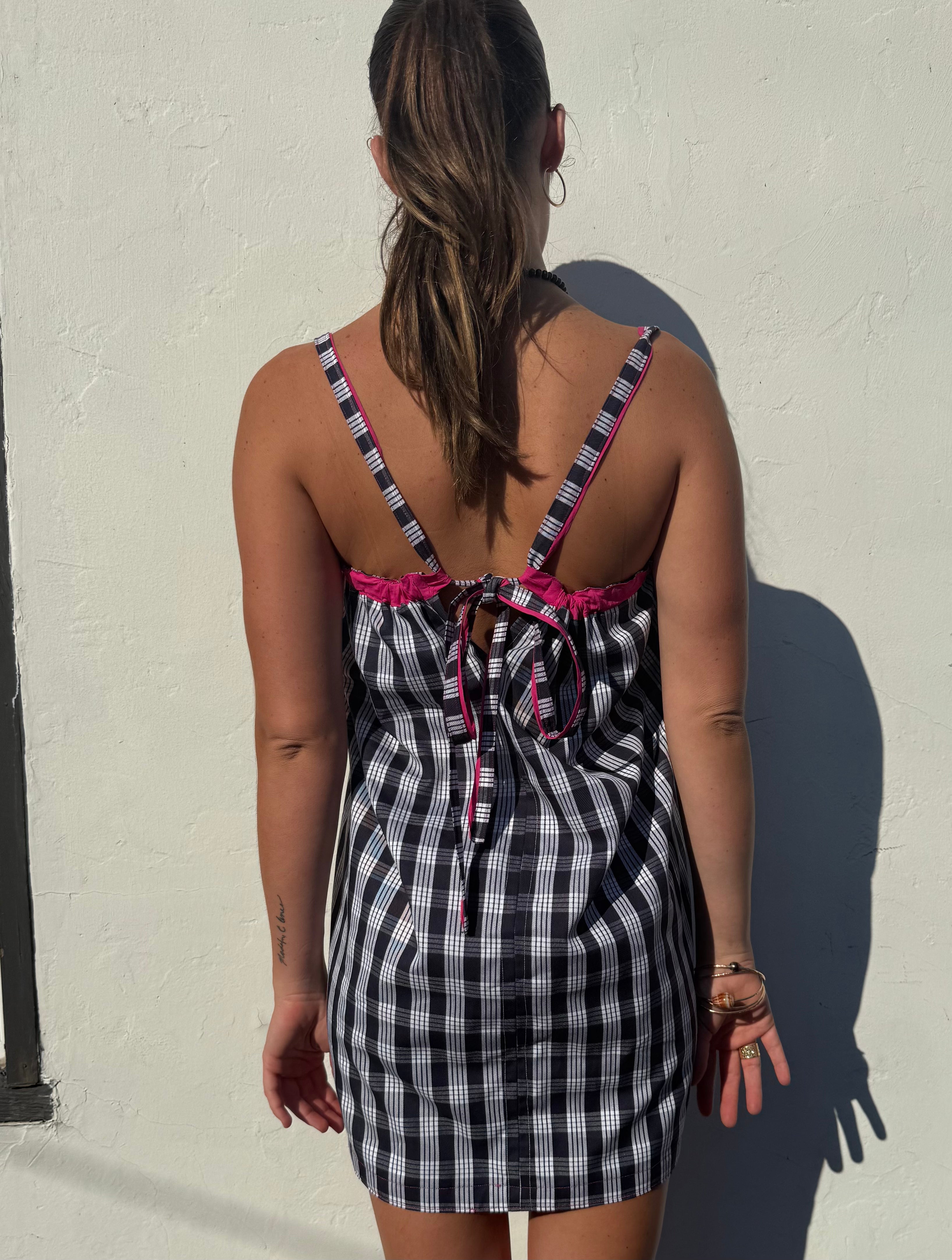 Navy Palaka Mini Dress