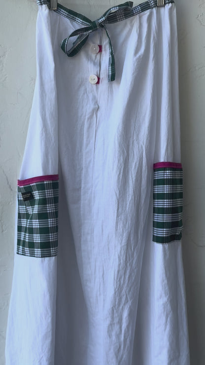 Strapless Palaka Maxi Dress in Green